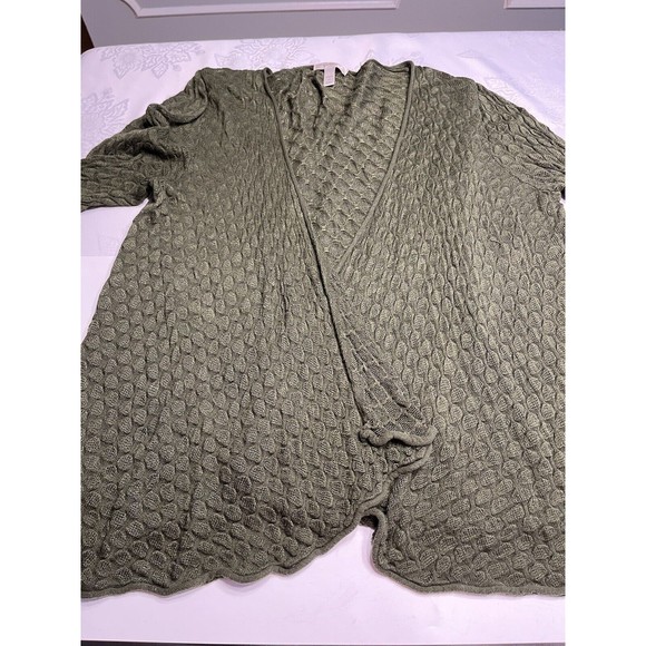 Dress Barn Green Knit Open Front Sweater Cardigan Plus Sz 1X - Picture 1 of 10